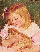 Mary Cassatt Sara Holding a Cat painting